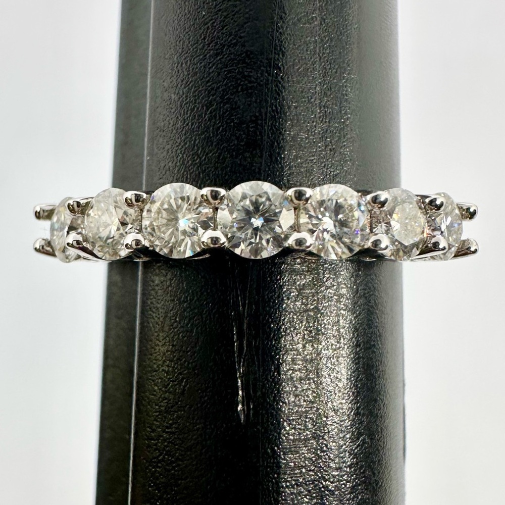 Moissanite Band 7 Stone Anniversary Wedding Ring 18K 925 GRA Round